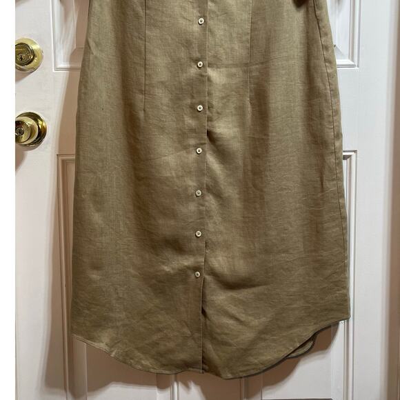 Vintage The J. Peterman Company 100% Linen Midi Dress Button Front Women's 8 - Picture 4 of 7